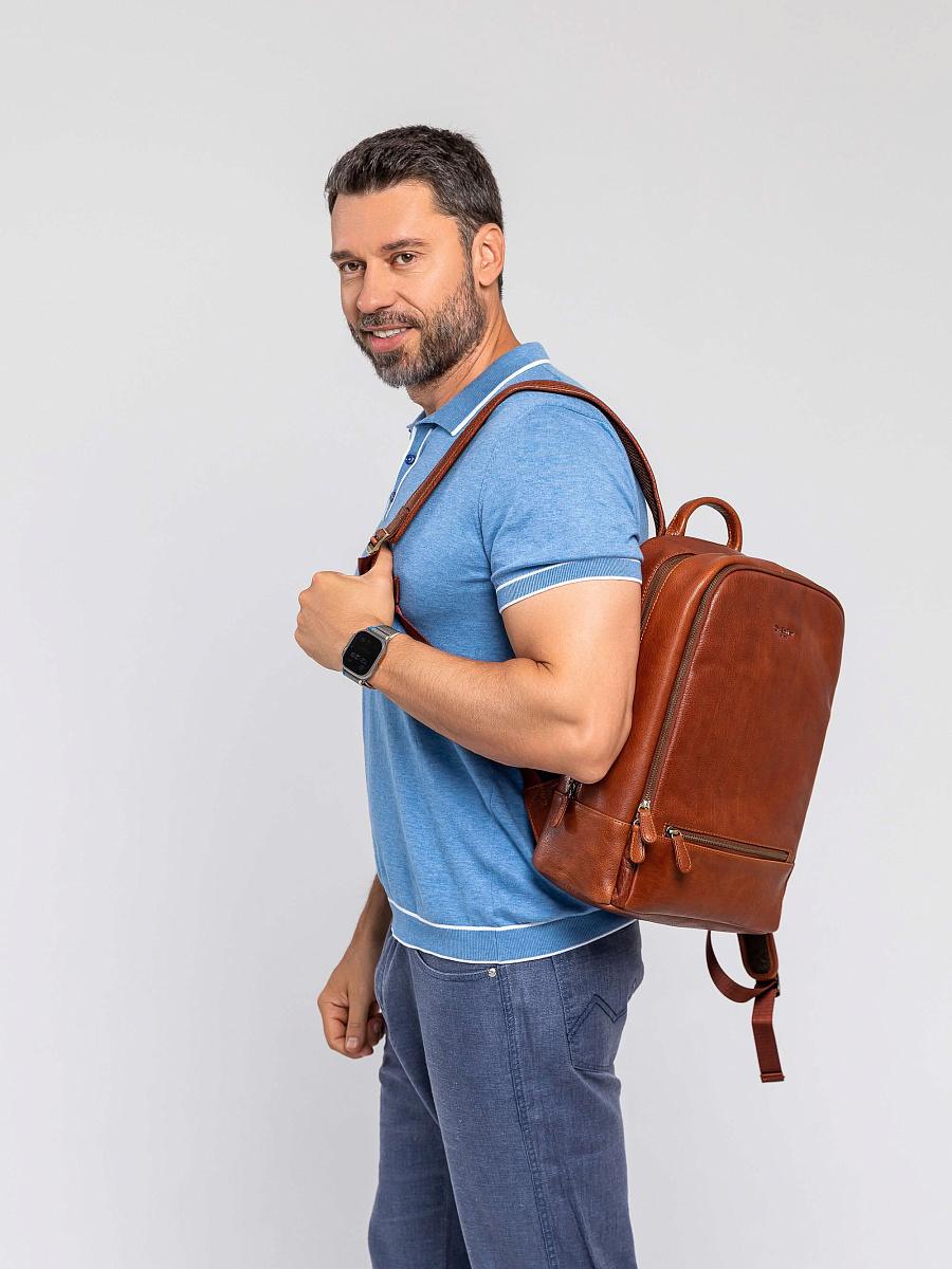 Рюкзак Dr.Koffer из натуральной кожи светло-коричневый