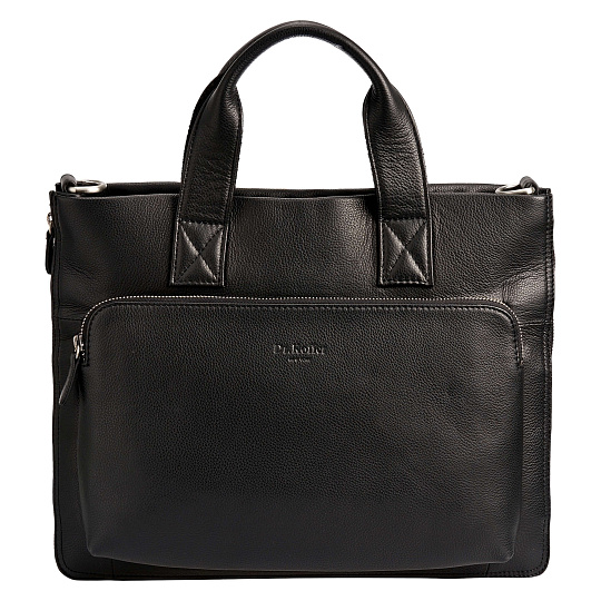 Деловая сумка Dr.Koffer из натуральной кожи черная