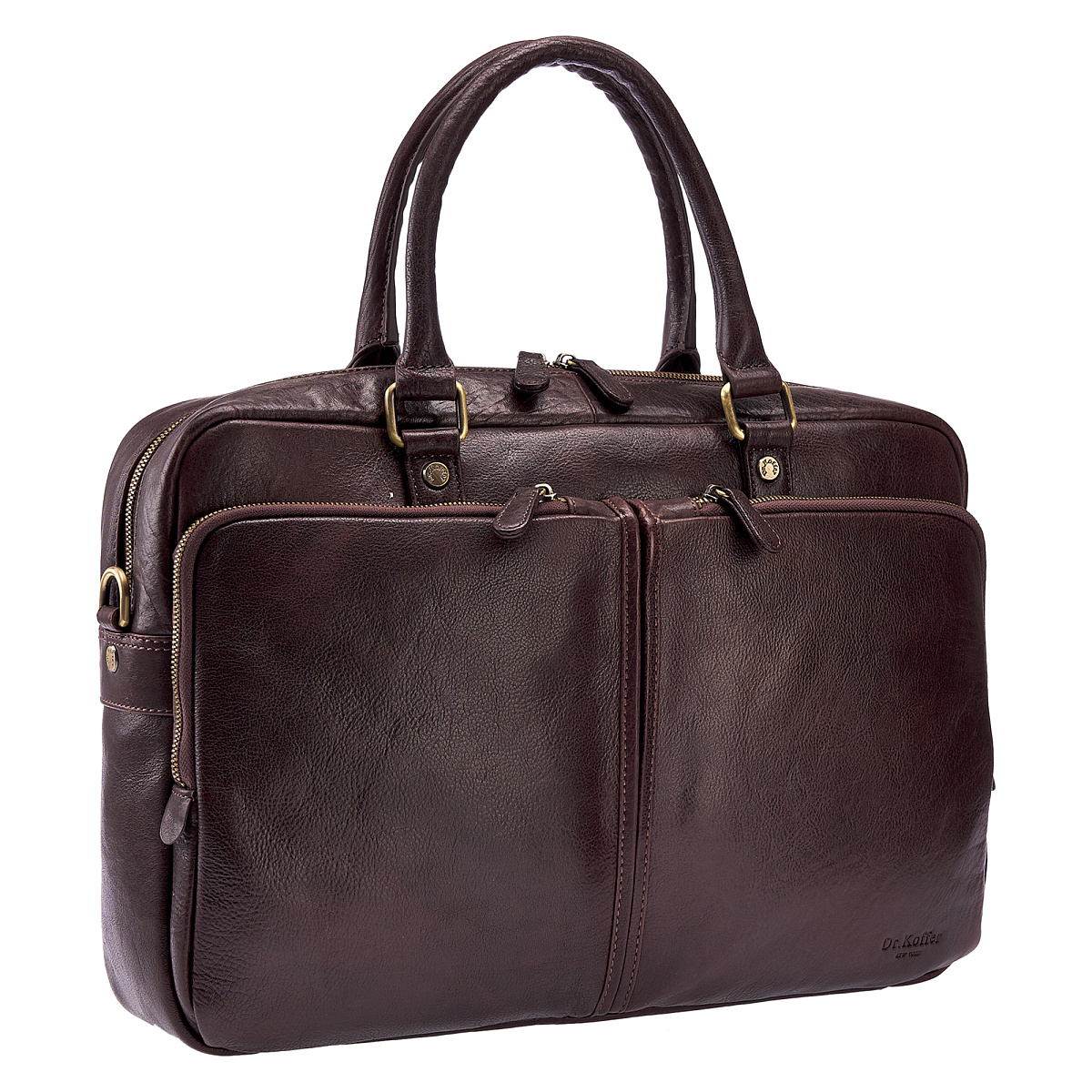 Деловая сумка Dr.Koffer из натуральной кожи темно-коричневая