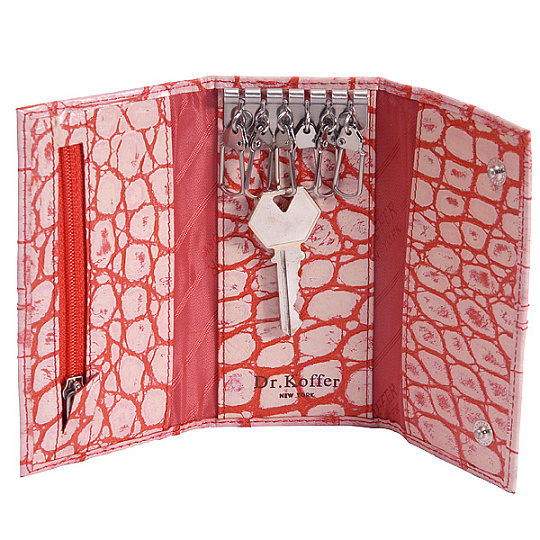 Ключница Dr.Koffer из натуральной кожи розовая