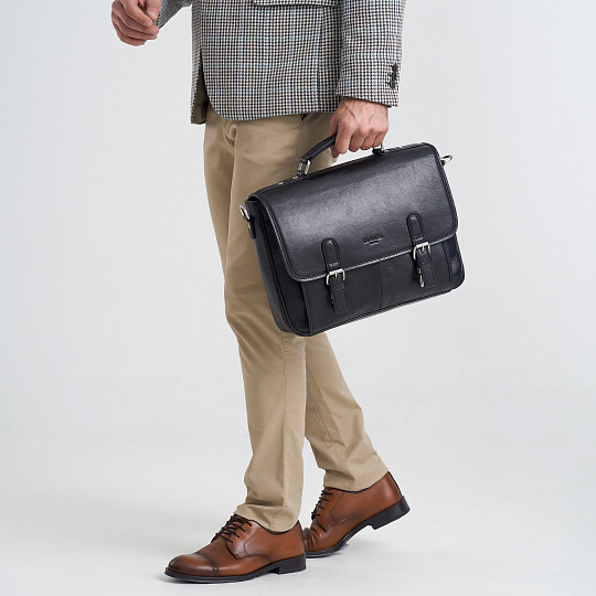 Портфель Dr.Koffer из натуральной кожи черный