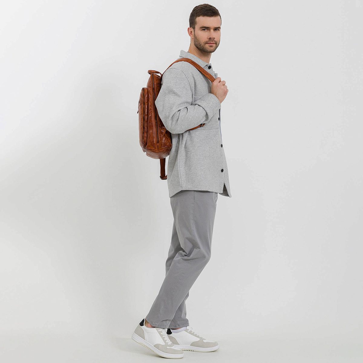 Рюкзак Dr.Koffer из натуральной кожи светло-коричневый