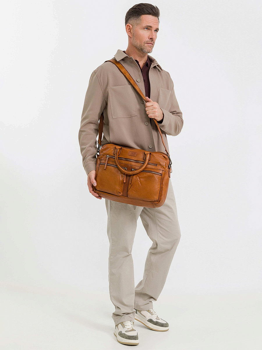 Деловая сумка Dr.Koffer из натуральной кожи коричневая