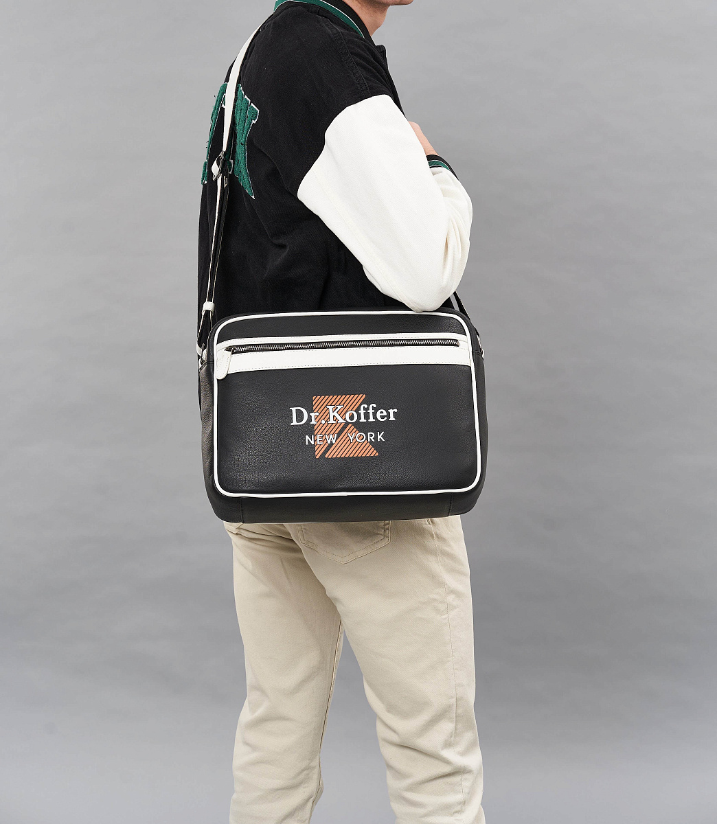Сумка через плечо Dr.Koffer из натуральной кожи черная
