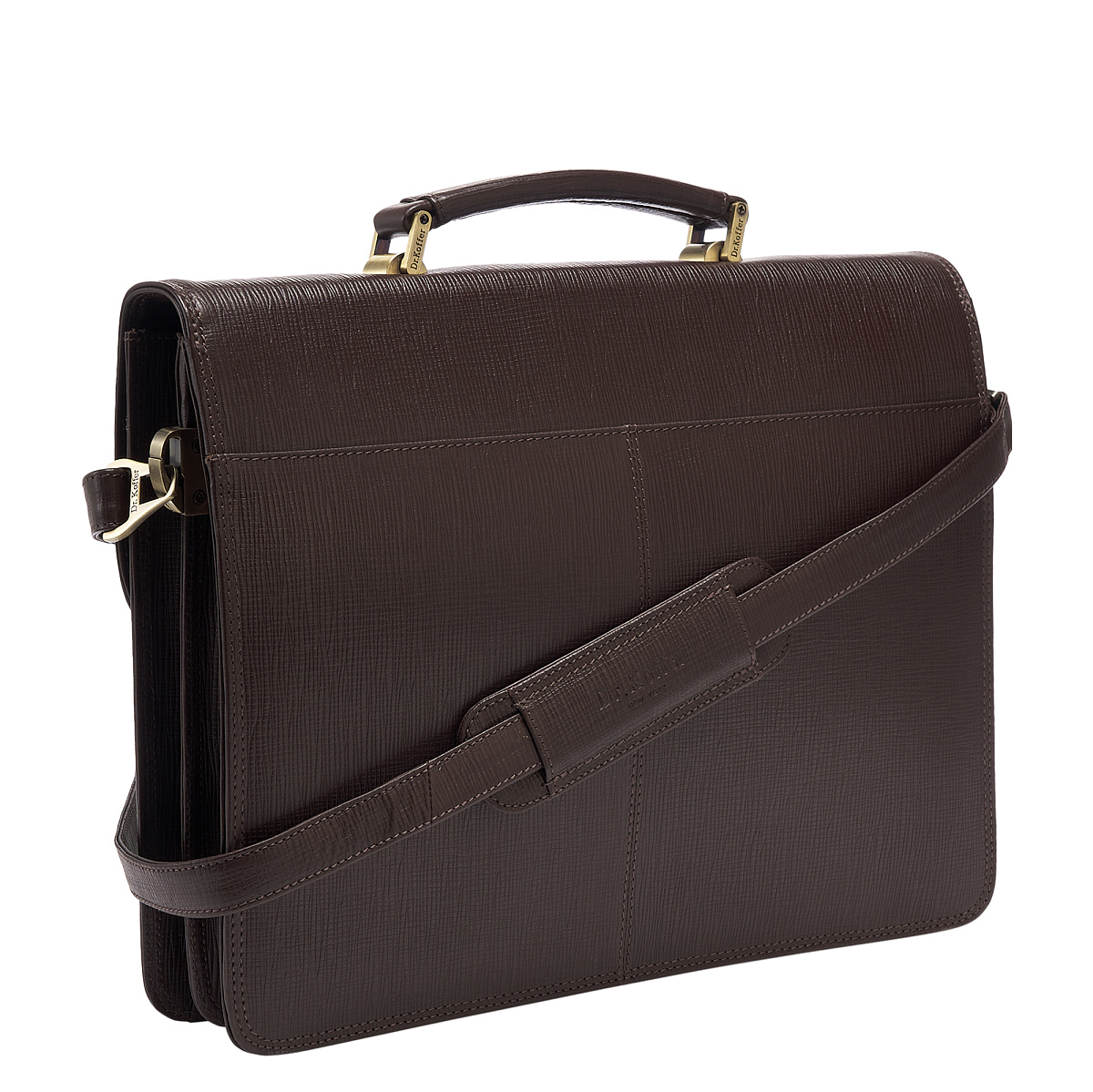 Портфель Dr.Koffer из натуральной кожи темно-коричневый