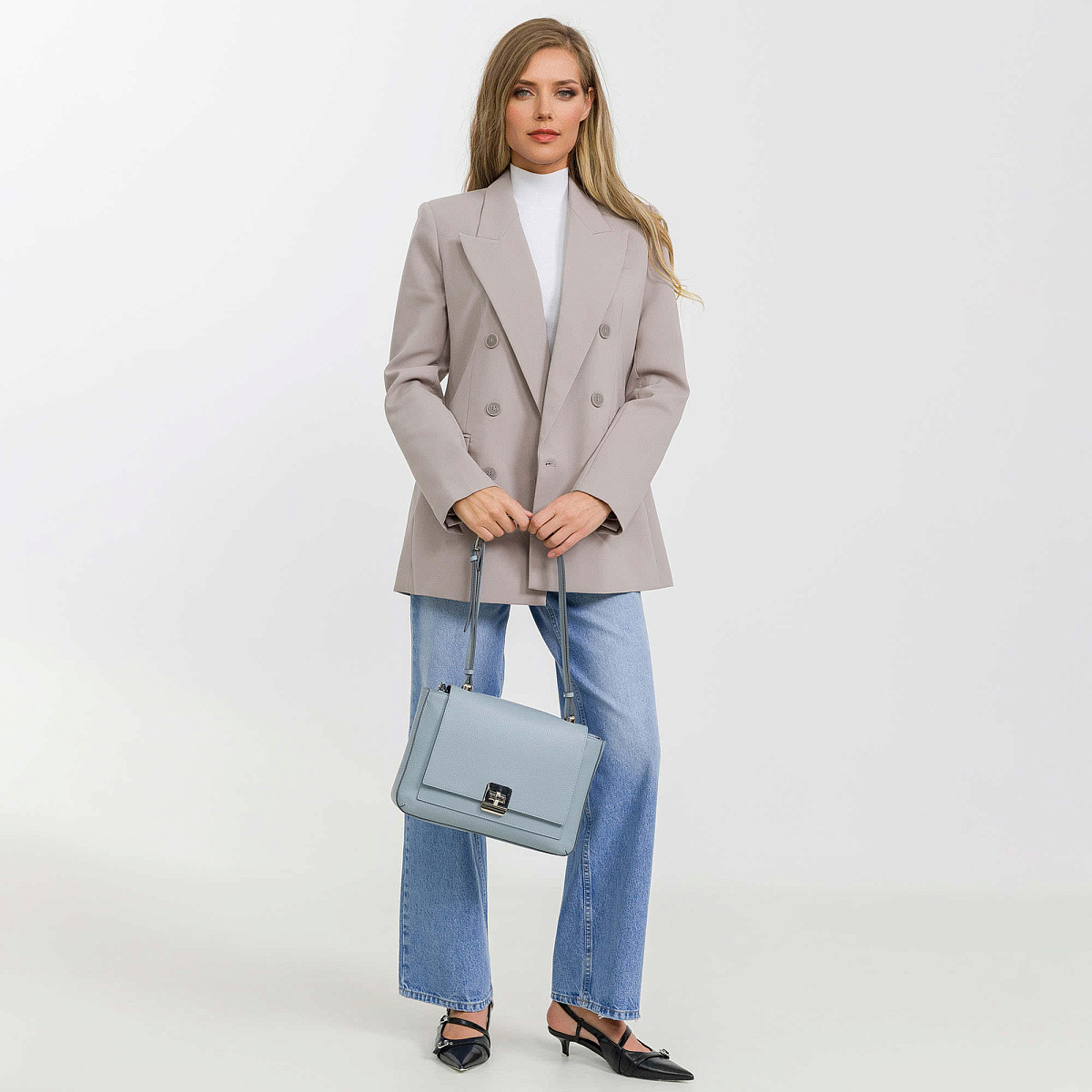 Женская сумка Dr. Koffer из натуральной кожи голубая