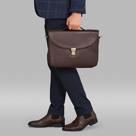 Портфель Dr.Koffer из натуральной кожи темно-коричневый