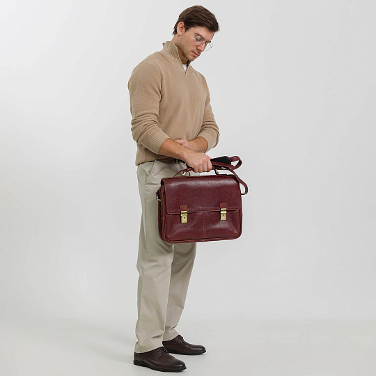 Портфель Dr.Koffer из натуральной кожи светло-коричневый