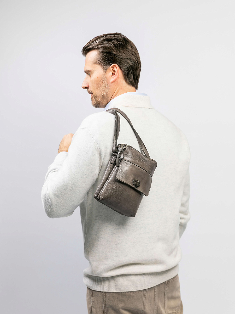 Сумка через плечо Dr.Koffer из натуральной кожи серая