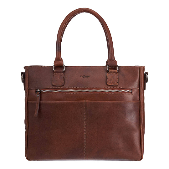 Деловая сумка Dr.Koffer из натуральной кожи коричневая
