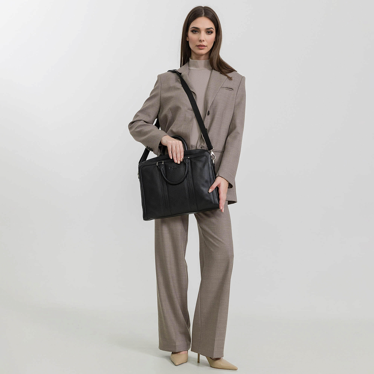 Деловая сумка Dr.Koffer из натуральной кожи черная