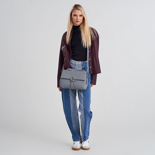 Женская сумка  Dr. Koffer из натуральной кожи серая