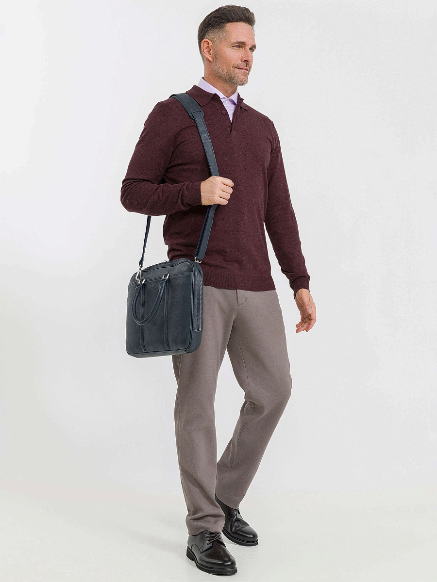 Деловая сумка Dr.Koffer из натуральной кожи синяя