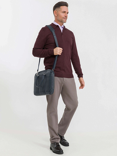 Деловая сумка Dr.Koffer из натуральной кожи синяя