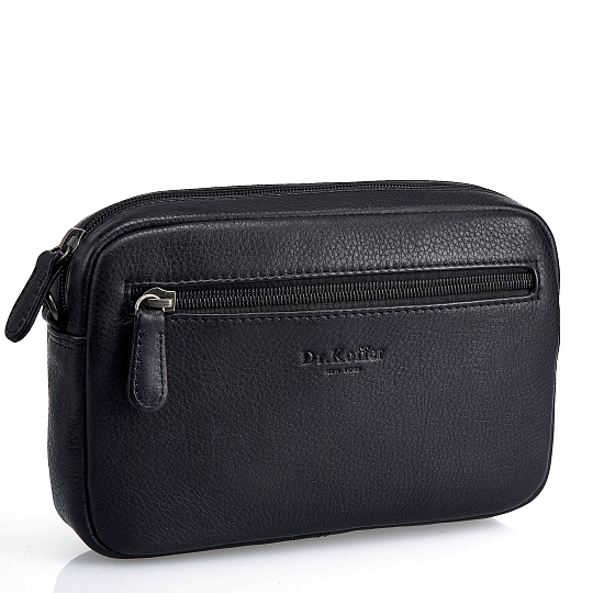 Сумка барсетка из натуральной кожи Dr. Koffer черная