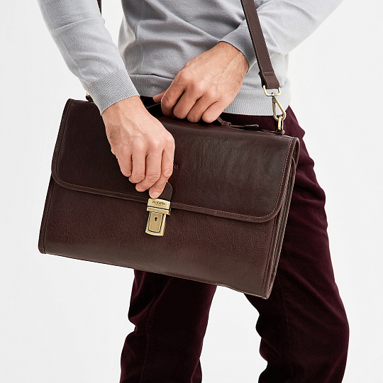 Портфель Dr.Koffer из натуральной кожи темно-коричневый