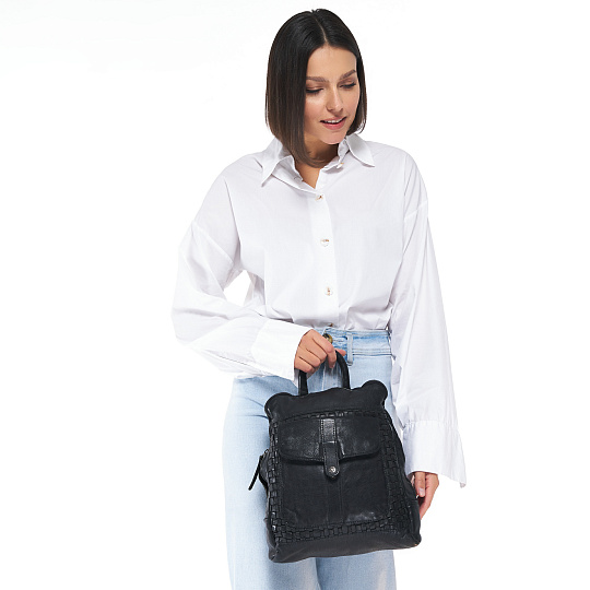 Рюкзак Dr.Koffer из натуральной кожи черный