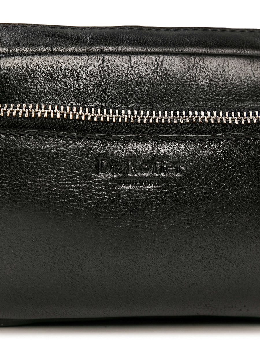 Сумка на пояс Dr. Koffer из натуральной кожи черная