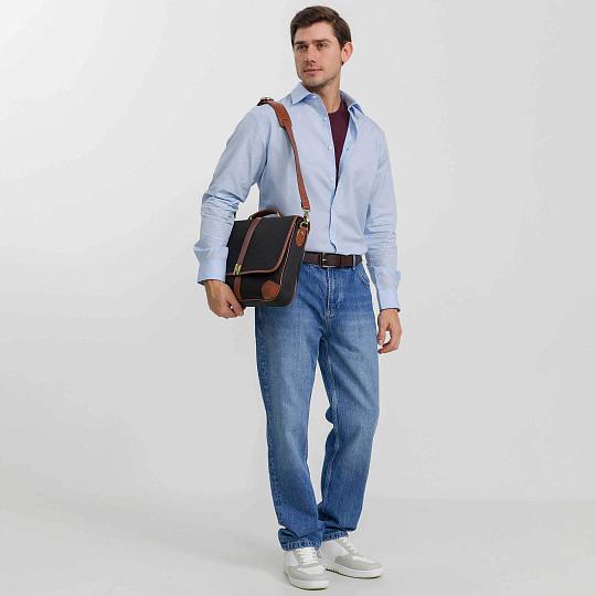 Портфель Dr.Koffer из нейлона и натуральной кожи