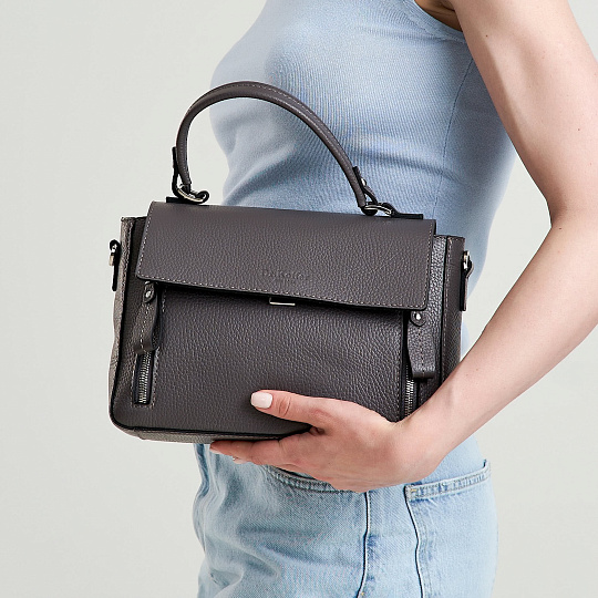 Женская сумка Dr. Koffer из натуральной кожи серая