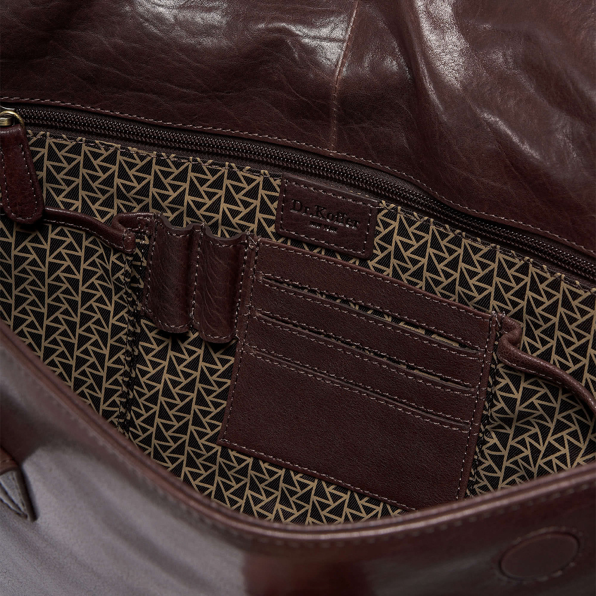 Деловая сумка Dr.Koffer из натуральной кожи темно-коричневая