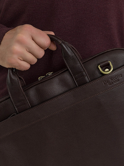 Деловая сумка Dr.Koffer из натуральной кожи темно-коричневая