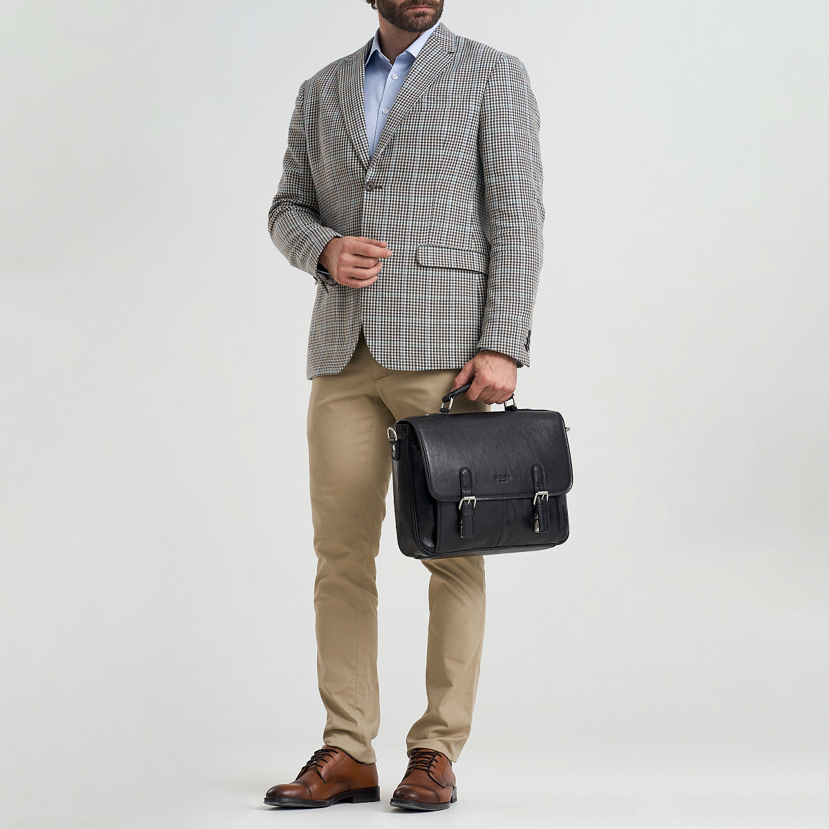 Портфель Dr.Koffer из натуральной кожи черный