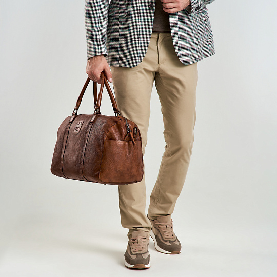 Сумка дорожная Dr.Koffer из натуральной кожи коричневая
