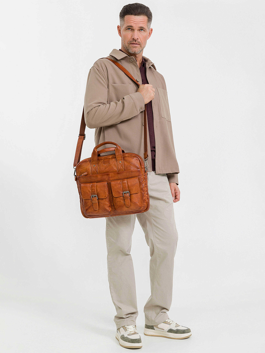 Деловая сумка Dr.Koffer из натуральной кожи коричневая