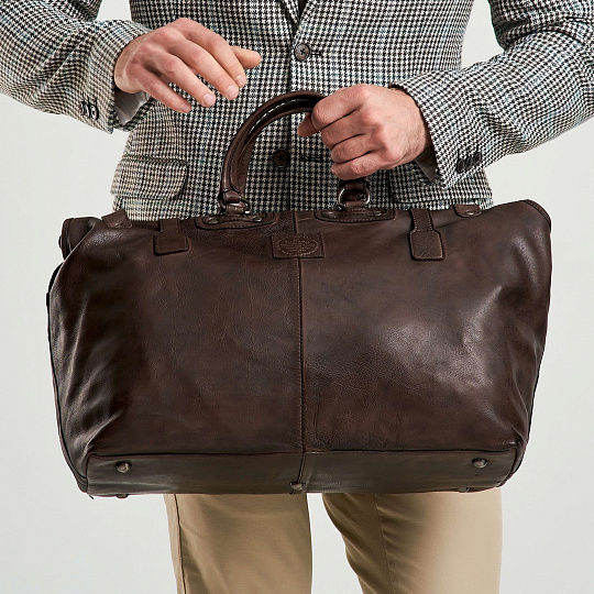 Сумка дорожная Dr.Koffer из натуральной кожи коричневая