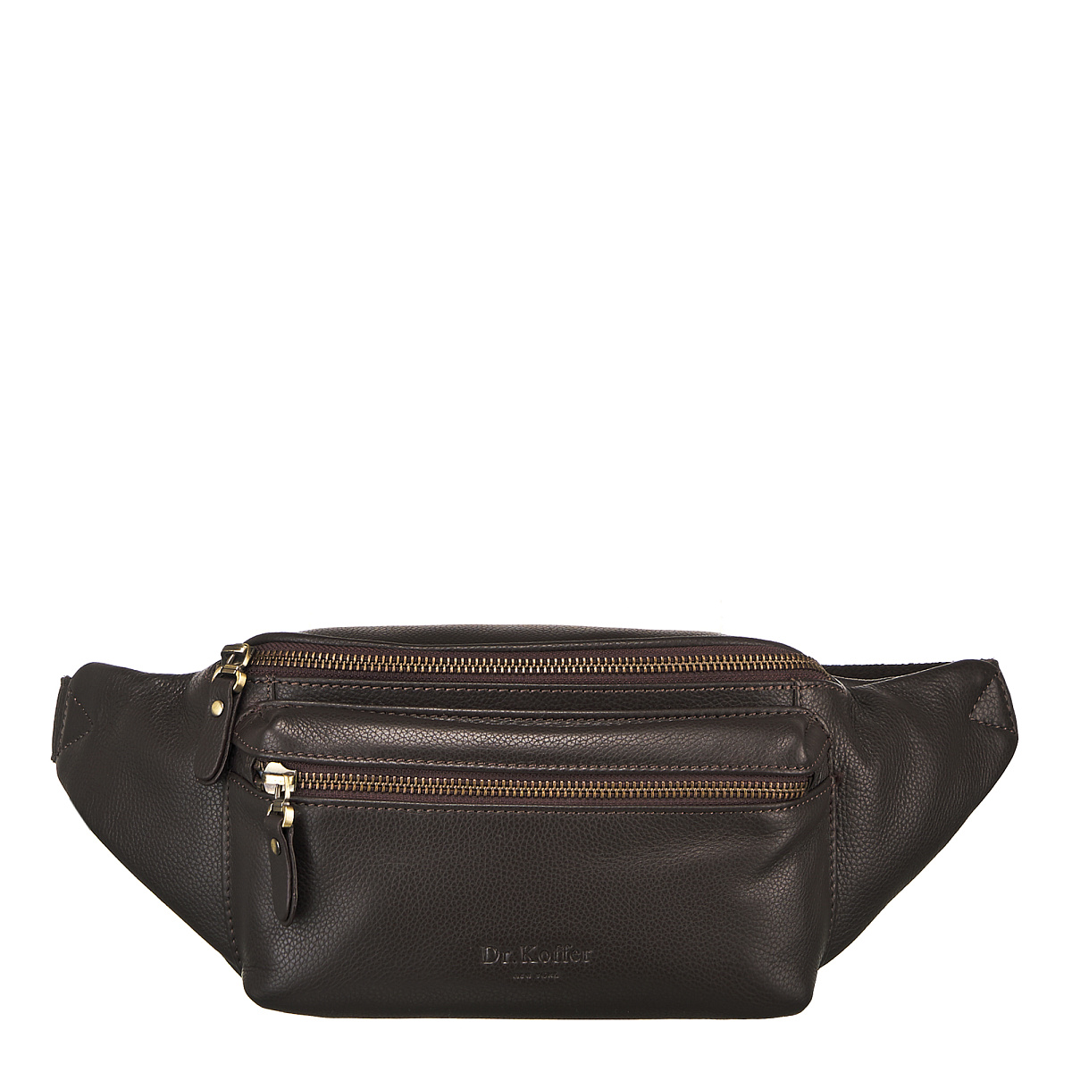 Сумка на пояс Dr. Koffer из натуральной кожи коричневая