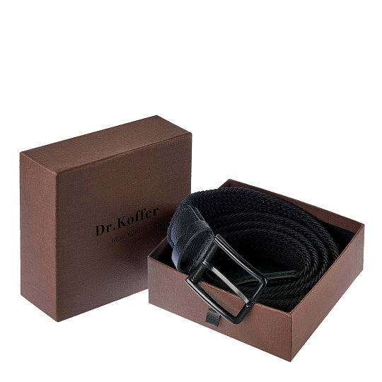 Ремень Dr.Koffer из натуральной кожи и текстиля черный