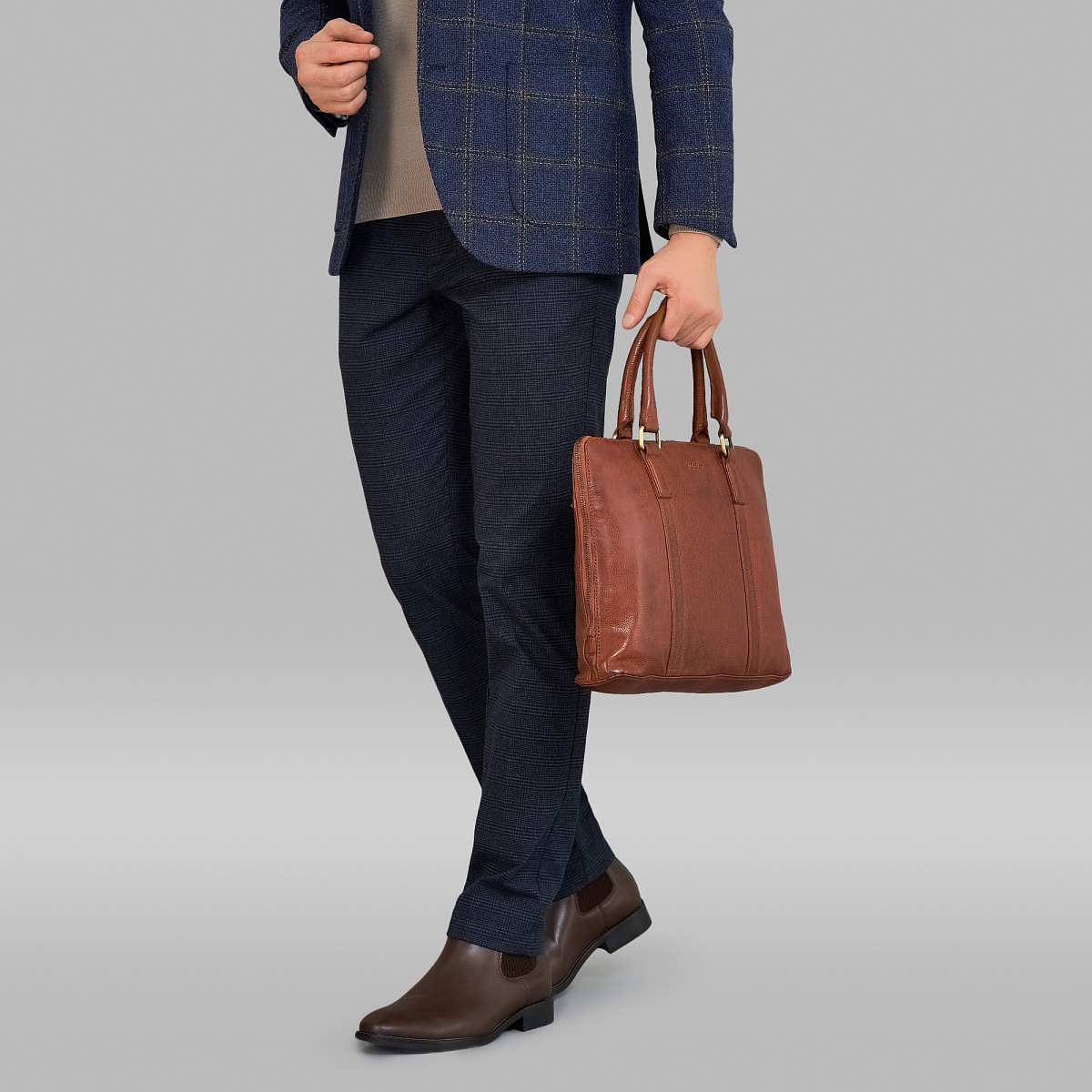 Деловая сумка Dr.Koffer из натуральной кожи коричневая