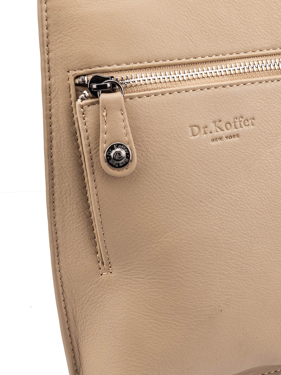 Сумка через плечо Dr.Koffer из натуральной кожи бежевая