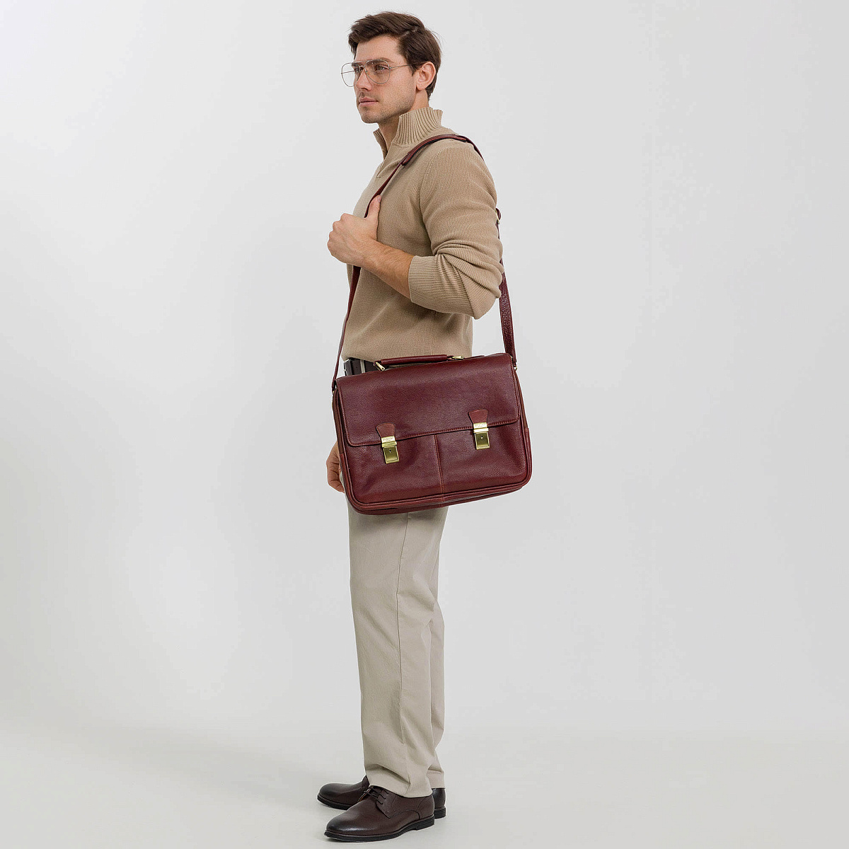 Портфель Dr.Koffer из натуральной кожи светло-коричневый