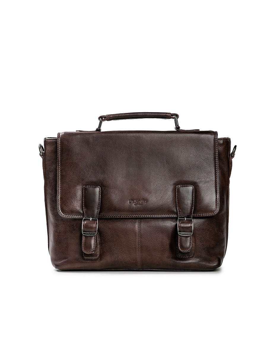 Портфель Dr.Koffer из натуральной кожи темно-коричневый