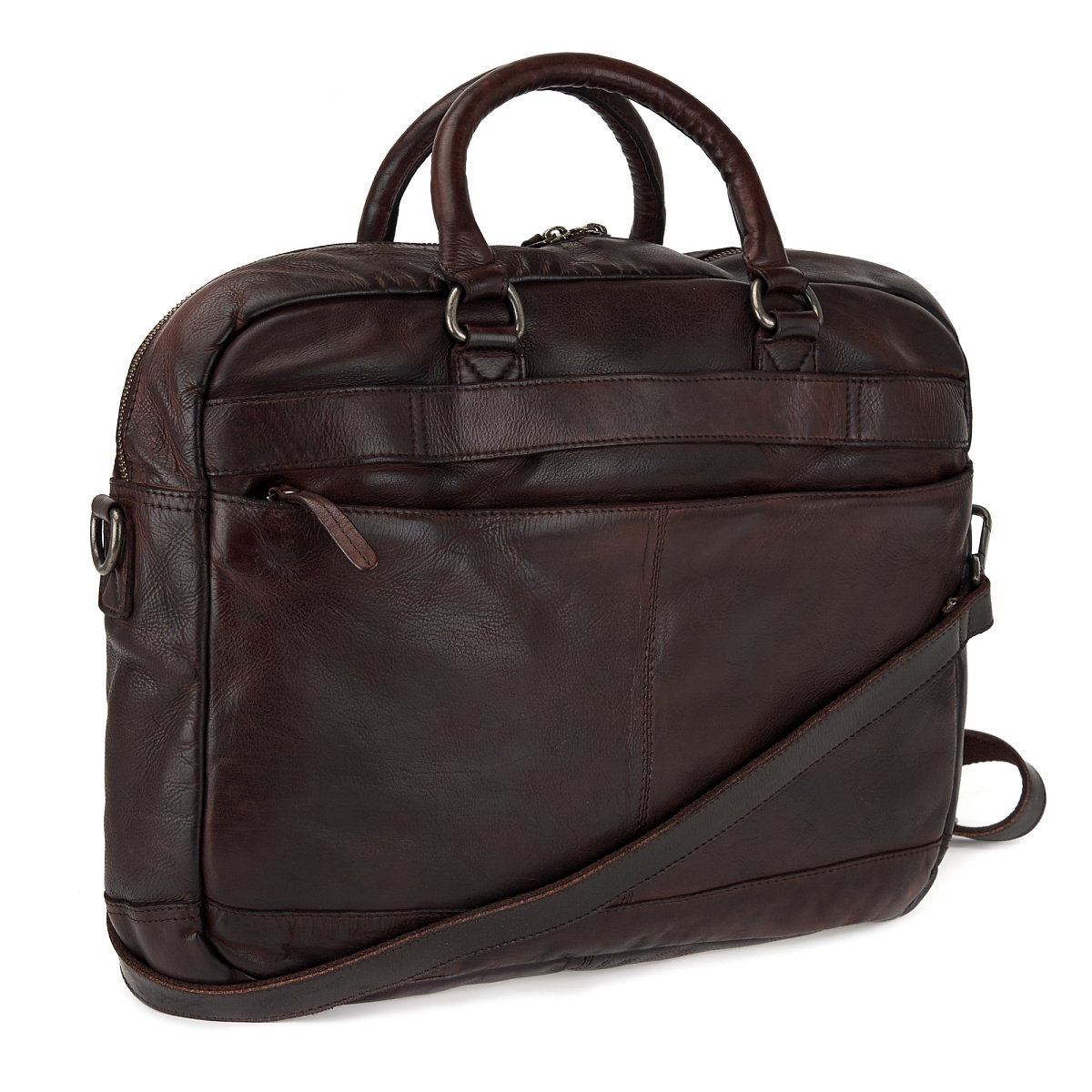 Деловая сумка Dr.Koffer из натуральной кожи темно-коричневая