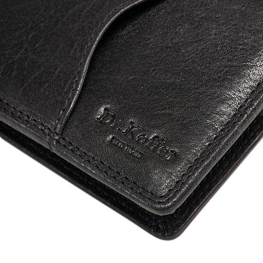 Зажим для денег Dr.Koffer из натуральной кожи черный