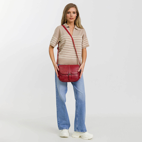 Сумка через плечо Dr.Koffer из натуральной кожи красная