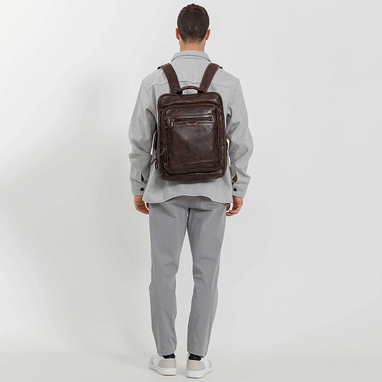 Рюкзак Dr.Koffer из натуральной кожи темно-коричневый