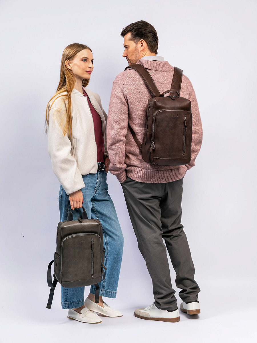 Рюкзак Dr. Koffer из натуральной кожи серый