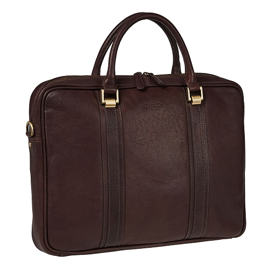 Деловая сумка Dr.Koffer из натуральной кожи темно-коричневая