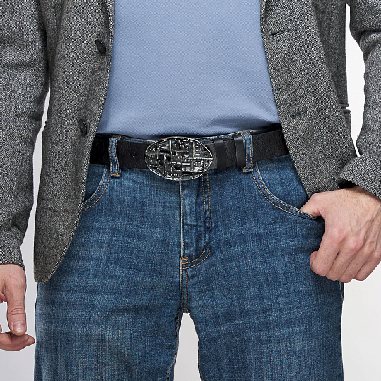 Ремень Dr. Koffer из натуральной кожи черный