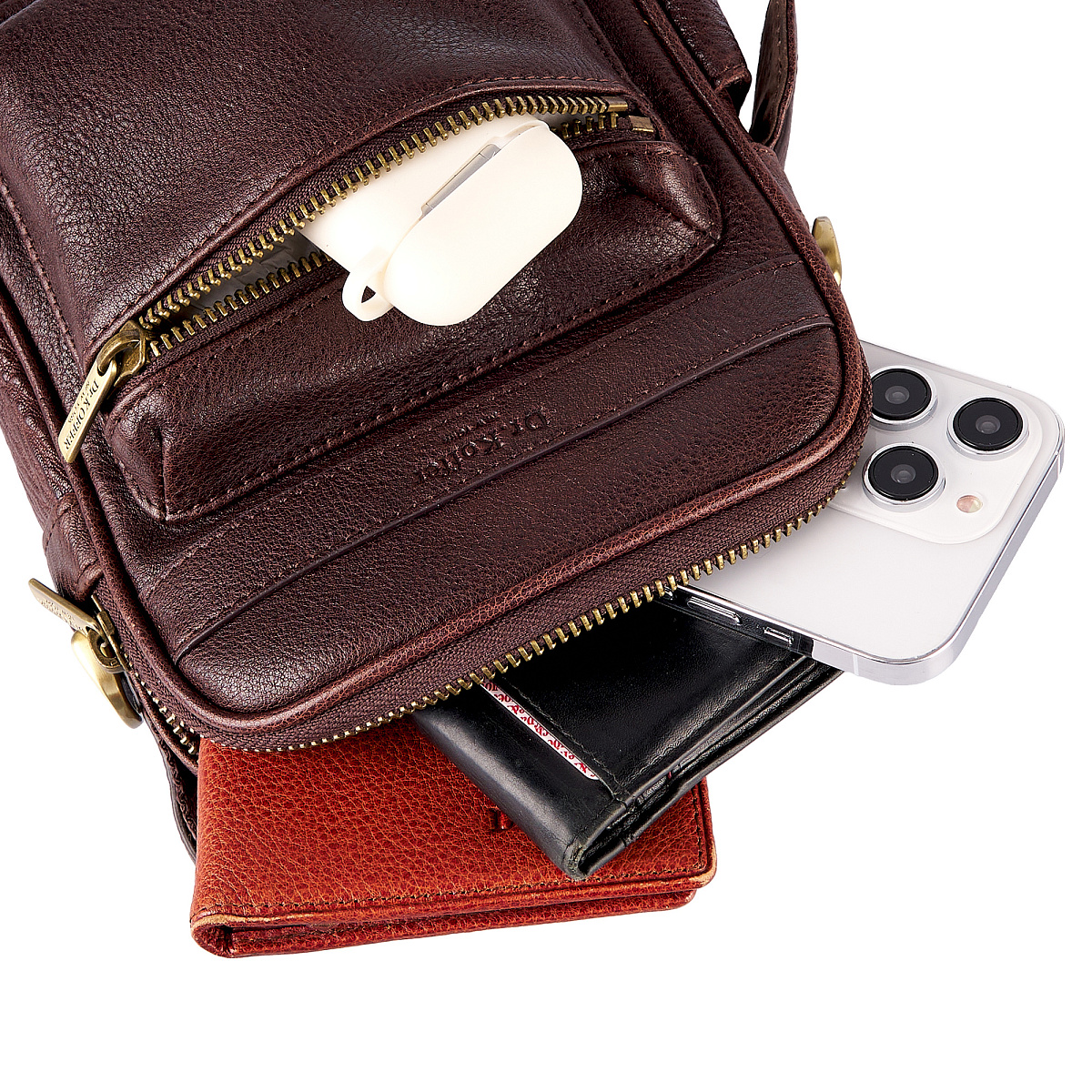 Сумка через плечо Dr.Koffer из натуральной кожи коричневая