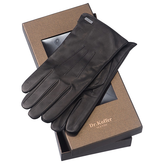 Кожаные черные перчатки на подкладке Dr.Koffer H710052-41-04