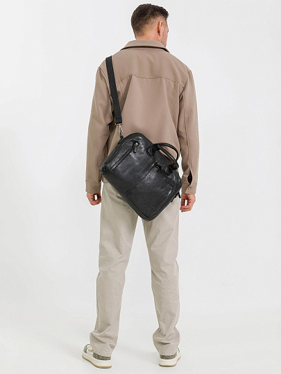 Деловая сумка Dr.Koffer из натуральной кожи черная