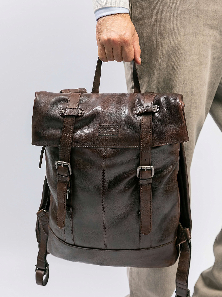 Рюкзак Dr.Koffer из натуральной кожи темно-коричневый