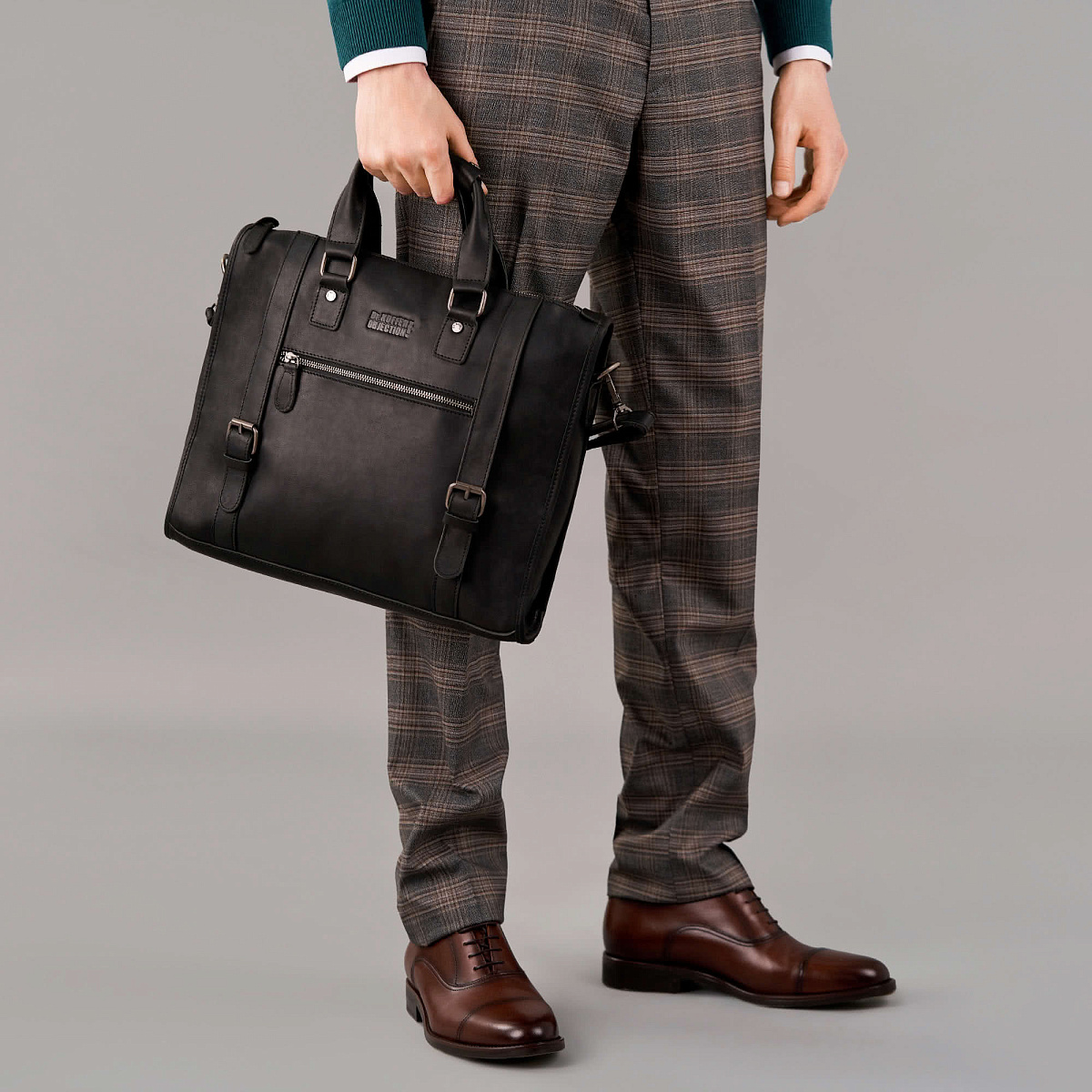 Деловая сумка Dr.Koffer из натуральной кожи черная