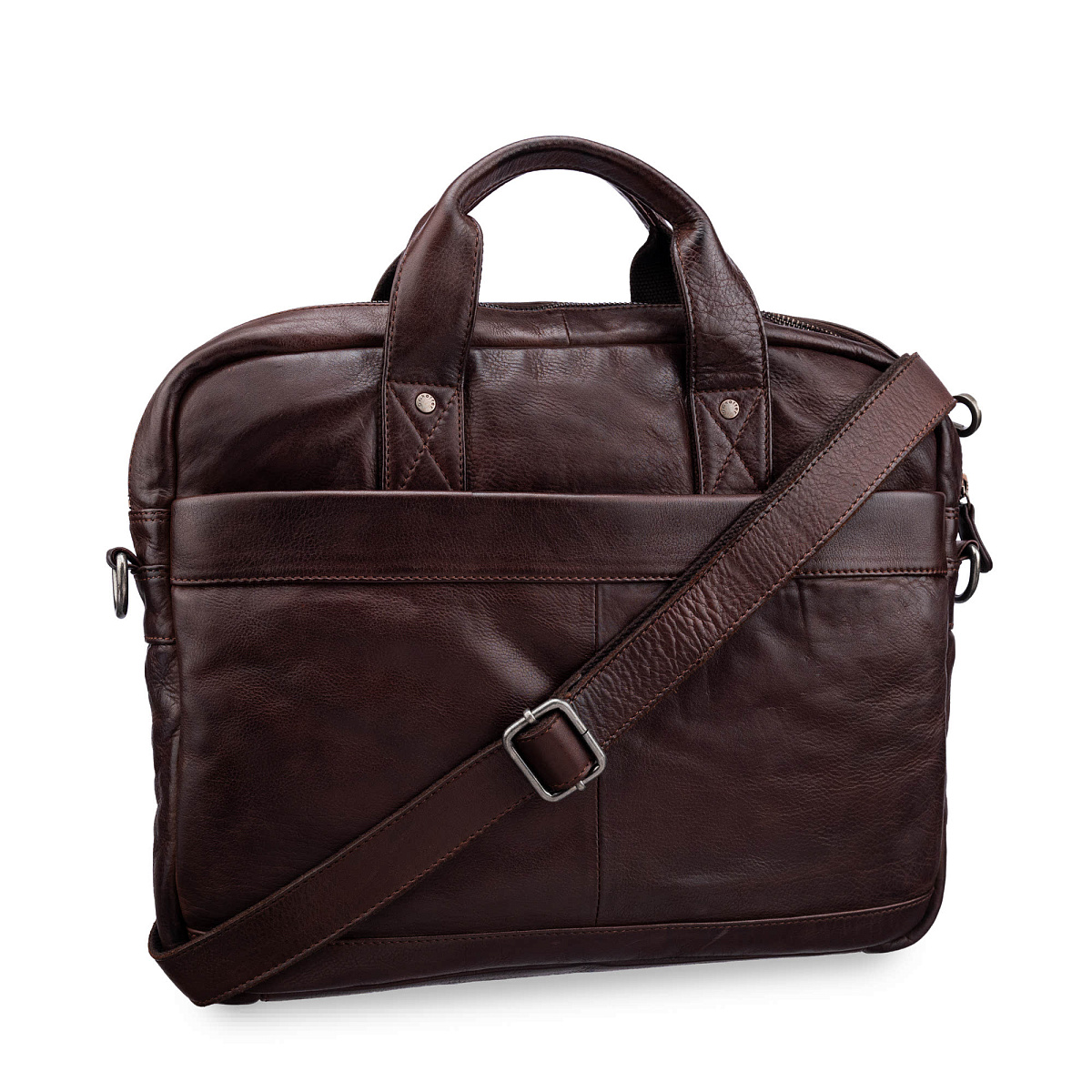 Деловая сумка Dr.Koffer из натуральной кожи темно-коричневая
