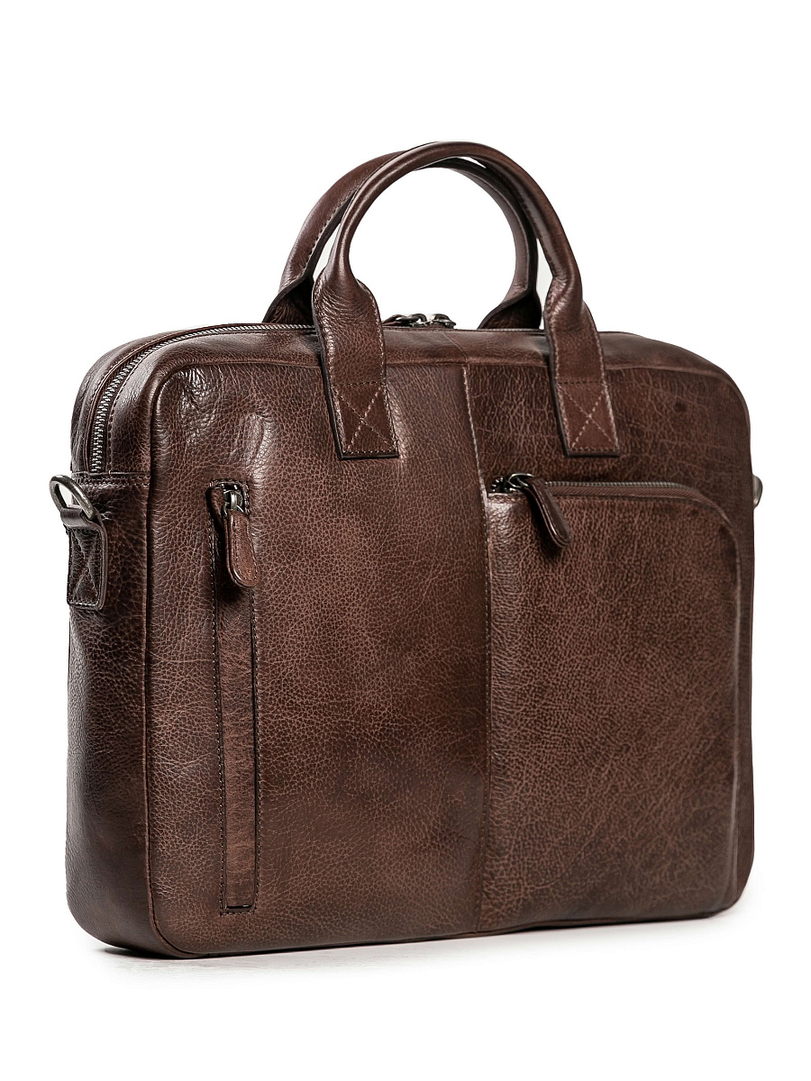 Деловая сумка Dr.Koffer из натуральной кожи темно-коричневая